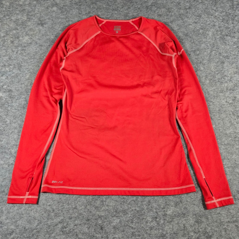 Nike Womens Red Nike Pro Dri-FIT Compression Long Sleeve Shirt M